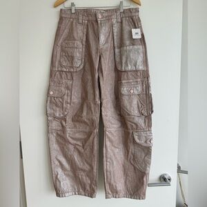 free people metallic cargo pants